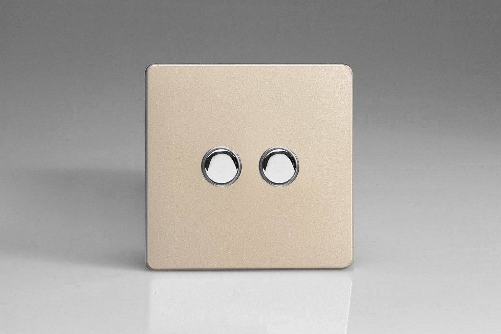 Varilight Screwless Satin 2G Momentary Switch XDNM2S - The Switch Depot
