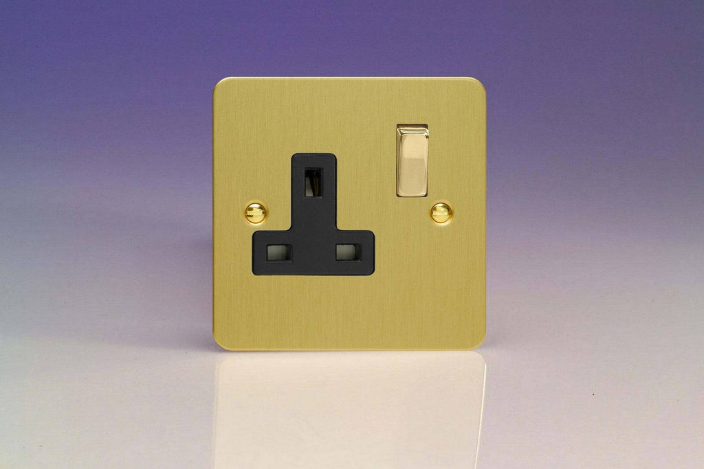 Varilight Ultraflat Brushed Brass Single Socket XFB4DB - The Switch Depot