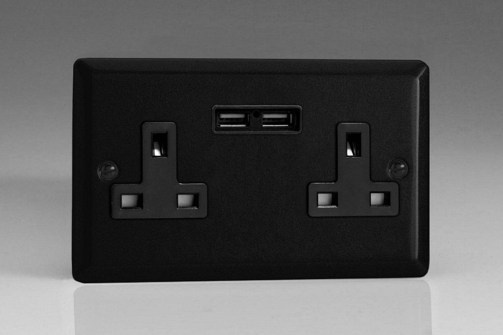 Varilight Urban Matt Black Double USB Socket XY5U2B.MB - The Switch Depot