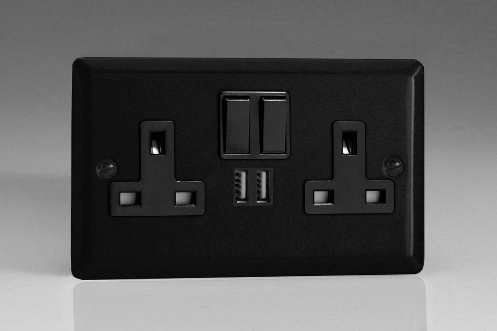 Varilight Urban Matt Black Double USB Socket XY5U2SB.MB - The Switch Depot
